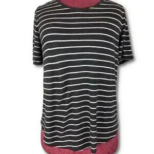H&M Basic Top Size Medium Gray White Stripes